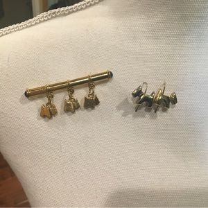 Scotty dog pin and earring set